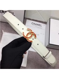 Knockoff Chanel Calf Leather Belt with Red Buckle 30mm Width White 2018 Belt AQ00798