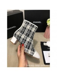 Knockoff Chanel CC Logo Ankle Boots Tweed Gray 2020 AQ02135