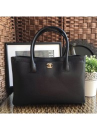 Knockoff chanel cerf tote bag in caviar leather black with gold hardware AQ01764