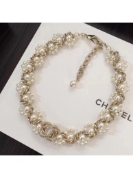 Knockoff Chanel Chain and Pearl Necklace Silver/White 2018 AQ02530