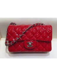 Knockoff Chanel Classic Flap Small Bag A01116 Red in Patent Leather with Silver Hardware AQ04286