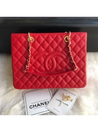 Knockoff Chanel Grained Calfskin Grand Shopping Tote GST Bag Red/Gold Collection AQ03741
