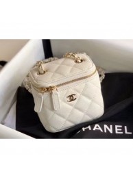 Knockoff Chanel Grained Calfskin Mini Vanity with Classic Chain Bag AP1340 White 2020 AQ01590