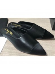 Knockoff Chanel Lambskin and Satin Slippers Black 2020 AQ04241