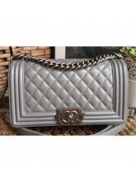 Knockoff Chanel Lambskin Boy Flap Medium Bag Gray/Silver AQ04076