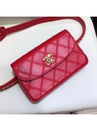 Knockoff Chanel Lambskin Flap Waist Bag/Belt Bag A88612 Red 2019 Collection AQ02911