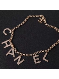 Knockoff Chanel Lettering Necklace AB1361 Gold/Crystal 2019 Collection AQ01005