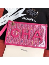 Knockoff Chanel PVC and Tweed Small Pouch AP0359 Pink 2019 Collection AQ00988