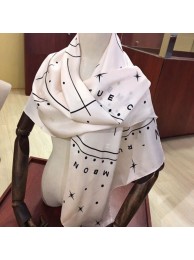 Knockoff Chanel Silk Twill Star Print Square Scarf 110x110cm White 2020 Collection AQ01949