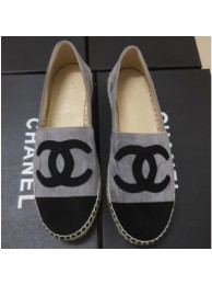 Knockoff Chanel Suede CC Logo Espadrilles Gray/Black 01 AQ03086