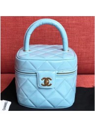 Knockoff Chanel Vintage Vanity Case Bag Patent Sky Blue 2019 AQ03561