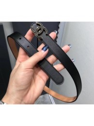 Knockoff Chanel Width 2cm CC Logo Buckle Leather Belt Black AQ01210