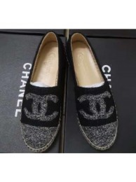 Knockoff Cheap Chanel Tweed CC Logo Espadrilles Gray/Black AQ01408