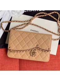 Knockoff High Quality Chanel Quilted Lambskin Tassel Wallet on Chain WOC AP0278 Nude 2019 Collection AQ03117
