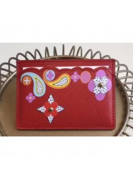 Knockoff Louis Vuitton Epi Leather Card Holder with Monogram flower M62068 Red AQ01369