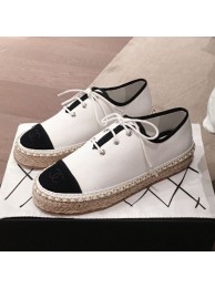 Knockoff Luxury Chanel Canvas Lace-Ups Espadrille Sneakers G36140 White 2020 Collection AQ04364