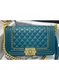 New Chanel Boy Flap Medium Bag with Chain Trim Turquoise Blue Cruise 2020 AQ00901