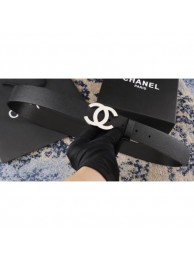 Quality Chanel Width 3.5cm Leather Belt Black with Silver CC Logo Belt AQ02472