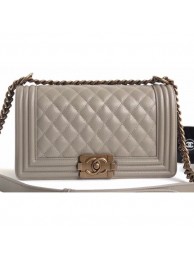 Replica 1:1 Chanel Caviar Leather Boy Flap Medium Bag Pale Gray/Gold AQ02196