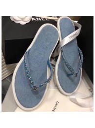 Replica AAA Chanel Denim Chain Thong Sandals Light Blue 2020 AQ01008
