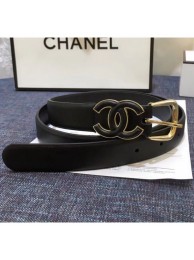 Replica AAA Chanel Width 2cm Smooth Leather Belt with Black CC Buckle Black/Gold 2020 Collection AQ03762