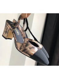 Replica Best Chanel Heel 6.5cm Slingbacks G31318 Laminated Bronze/Grosgrain Black 2019 AQ03554