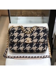 Replica Chanel 19 Houndstooth Wool Tweed Large Flap Bag AS1161 Beige/Black 2019 Collection AQ02460