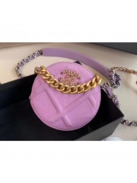 Replica Chanel 19 Jersey Round Clutch with Chain Bag Mauve 2020 AQ04344