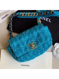 Replica Chanel 19 Tweed Flap Waist Bag/Belt Bag AS1163 Blue 2019 Collection AQ03707