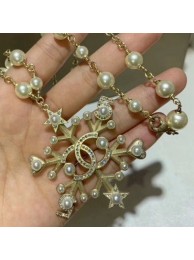 Replica Chanel 5 Heart and Star Snowflake Pendant Necklace AB2336 2019 Collection AQ02538