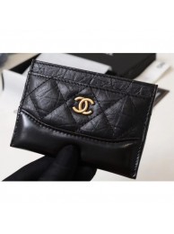 Replica Chanel Aged Calfskin Gabrielle Card Holder A84386 Black AQ02500