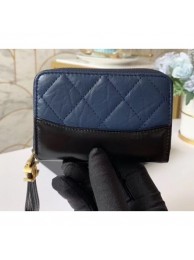 Replica Chanel Aged Calfskin Gabrielle Zipped Coin Purse A84404 Navy Blue AQ02413