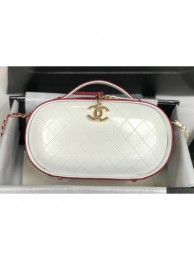 Replica Chanel Calfskin Quilted Color Patchwork Oval Tote Bag White/Red 2019 AQ02741
