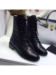 Replica Chanel Calfskin Short Flat Lace-up Boots G34953 Black Leather 2019 Collection AQ02129