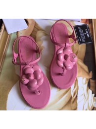 Replica Chanel Camellia Thong Sandals Pink 2019 AQ01089