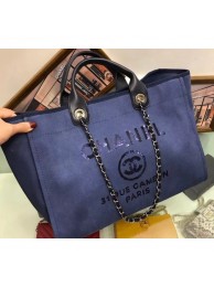 Replica Chanel Canvas with Sequins Deauville Tote Medium Shopping Bag A66941 Dark Blue AQ00958