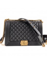 Replica Chanel Caviar Leather Boy Flap New Medium Bag Black/Gold AQ02037