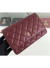 Replica Chanel Caviar Leather Wallet On Chain WOC Bag A33814 Burgundy 2019 AQ01275