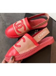 Replica Chanel CC Logo Espadrilles Sandals Beige/Red AQ00635