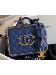 Replica Chanel Chain CC Filigree Small Vanity Case Bag AS1785 Navy Blue 2020 AQ02481