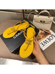 Replica Chanel Chain CC Logo Thong Sandals yellow 2020 AQ03344