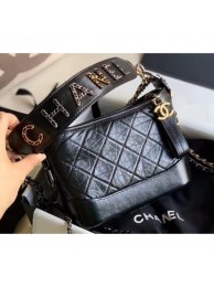 Replica Chanel Chain Logo Handle Gabrielle Small Hobo Bag AS0865 Black 2020 AQ01055