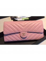Replica Chanel Chevron Flap Wallet Pink 2018 AQ03560