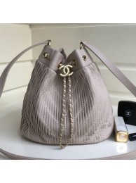 Replica Chanel Chevron Pleated Bucket Bag Light Gray 2019 Collection AQ04003