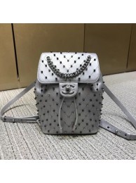 Replica Chanel chevron studed backpack silver 2019 AQ03583