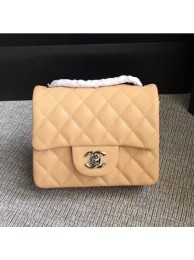 Replica Chanel Classic Flap Mini Bag A1115 in Caviar Leather Apricot with Silver Hardware AQ04298