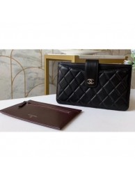 Replica Chanel Classic Pouch Clutch Bag With Card Holder A81902 Lambskin Black/Silver AQ03702