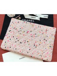 Replica Chanel Cotton Tweed Classic Pouch Clutch Bag A82545 Nude Pink 2019 AQ00585