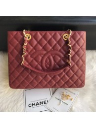 Replica Chanel Grained Calfskin Grand Shopping Tote GST Bag Dark Brown/Gold Collection AQ02749