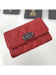 Replica Chanel Grained Leather Small Flap Boy Wallet A80603 Red 2019 Collection AQ03493